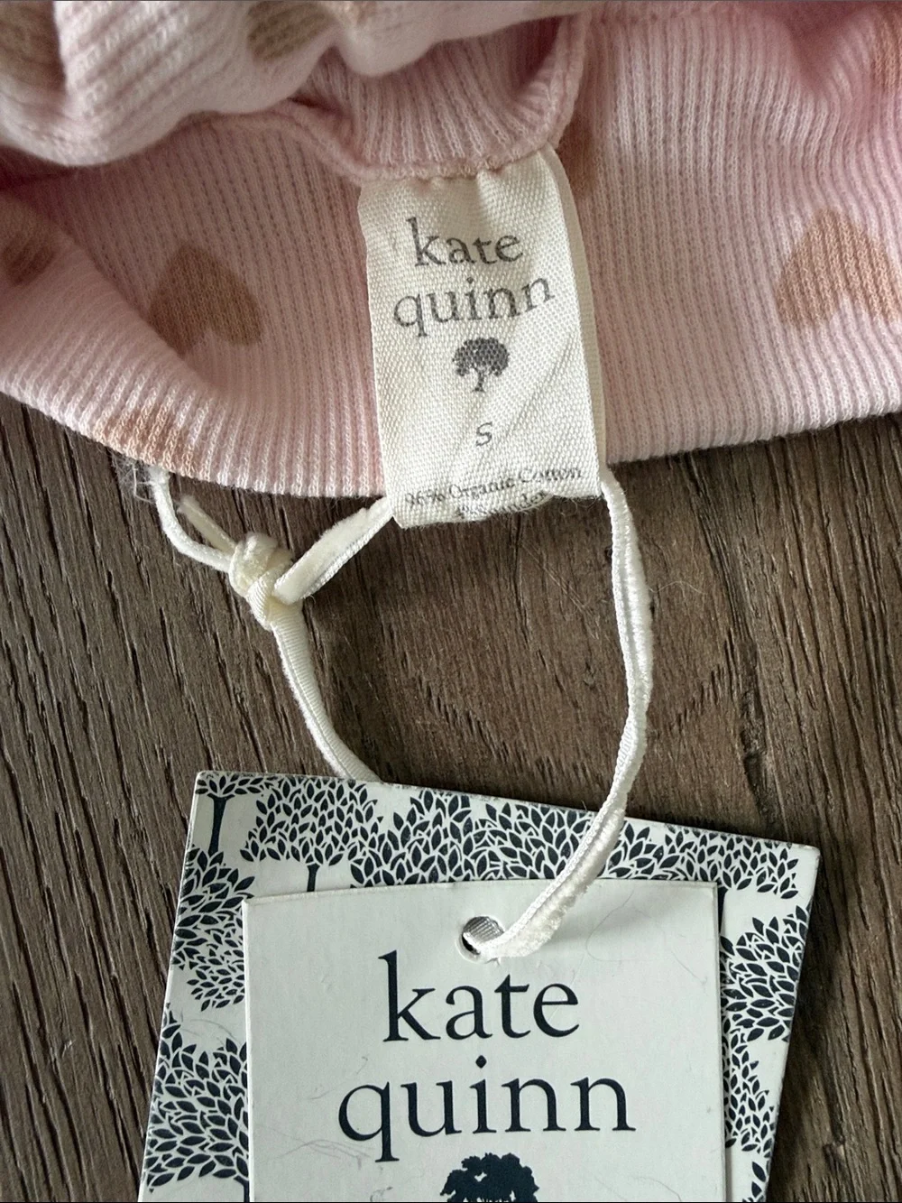 kate quinn Light Pink Knotted Baby Headband with Cream Heart Print New with Tags